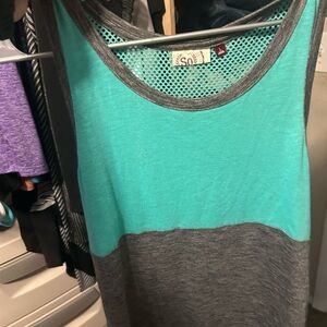 SO Teal and Gray Mesh Top